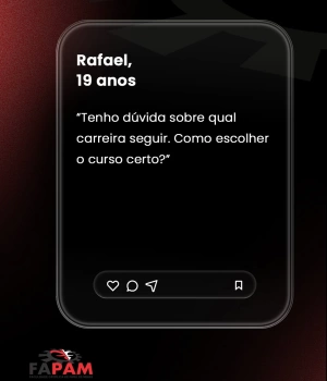 O ideal é analisar suas habilidades, interesses e conhecer melhor as áreas profissionais.  Escolher uma profissão é uma decisão importante, e conhecer as opções de cursos pode ajudar muito nesse processo.  Oferecemos diversas áreas de formação para você descobrir o seu caminho. 🎓 #VemSerFapam  #Fapam #ParáDeMinas #EnsinoSuperior #Graduação #MercadoDeTrabalho #CarreiraProfissional #EducaçãoTransforma #Oportunidades
